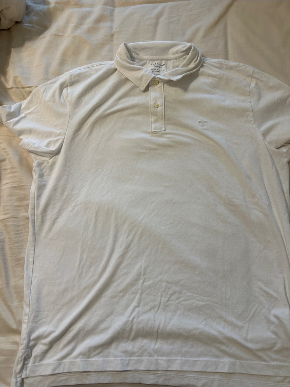 American Eagle White Men's Polo Shirt - XL